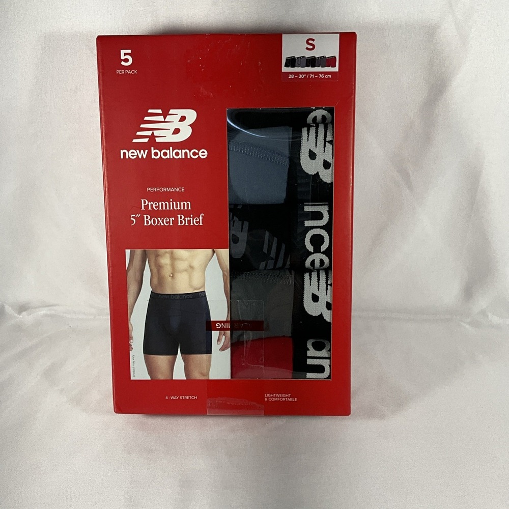 New Balance 5 Pack Performance Premium 5"Boxer Briefs Multi Color Men's Small